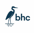 minimalist blue heron logo
